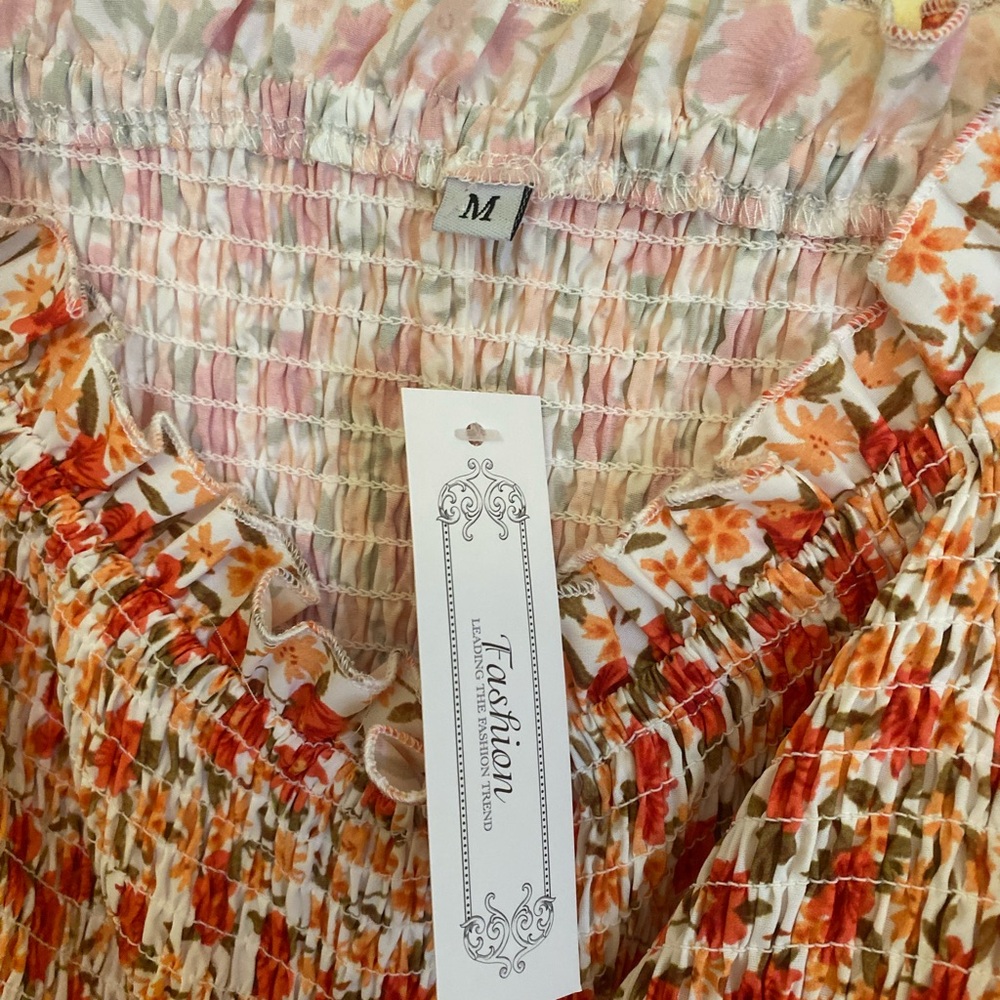 Orange Floral Maternity Summer Dress - Picture 4 of 5